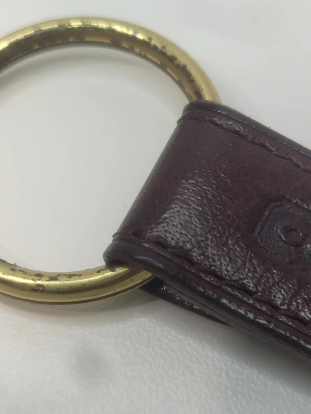 Coach Vintage Key Chain Dark Brown Leather Key Holder with Gold Hardware